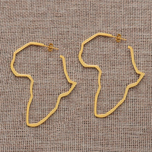 Charger l&#39;image dans la galerie, Boucles d&#39;oreilles carte africaine en acier inoxydable