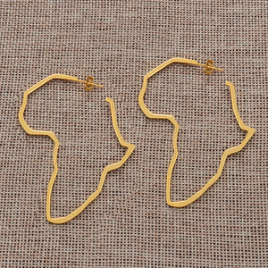 Boucles d'oreilles carte africaine en acier inoxydable